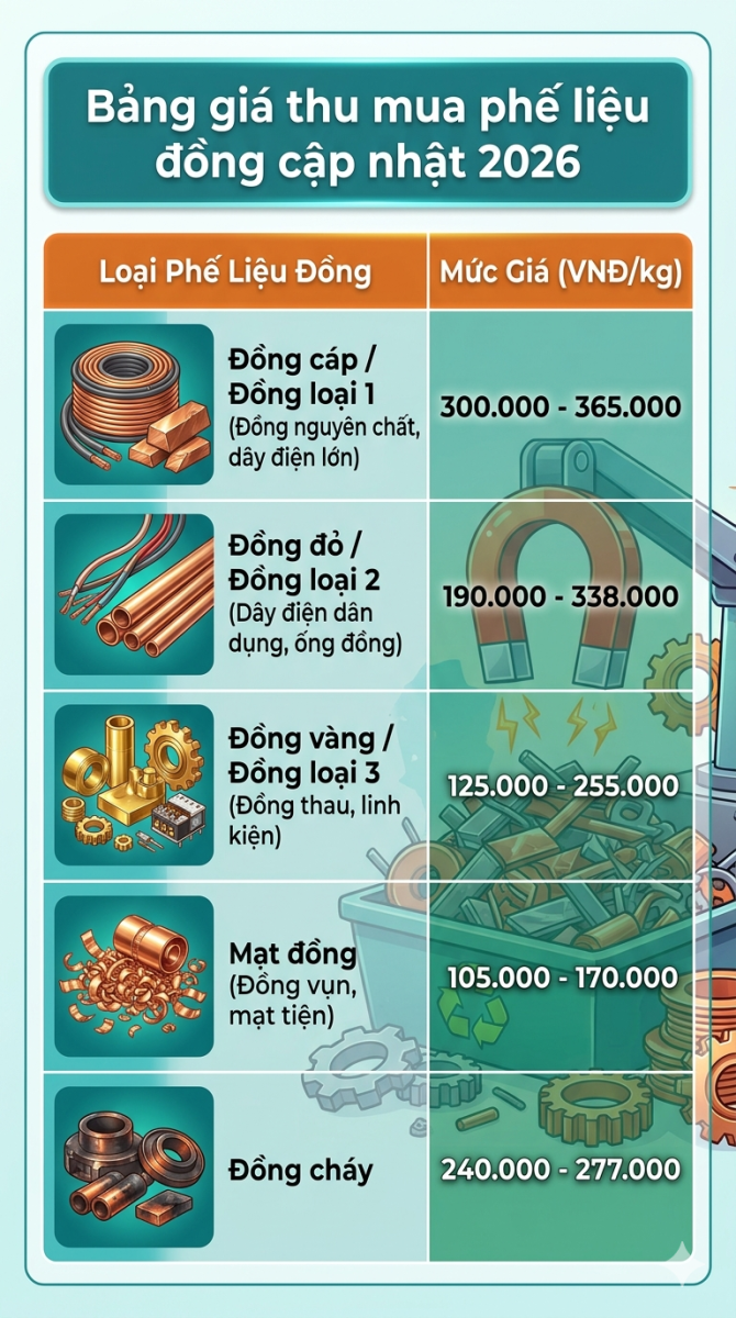 thu mua phế liệu đồng miếng giá cao